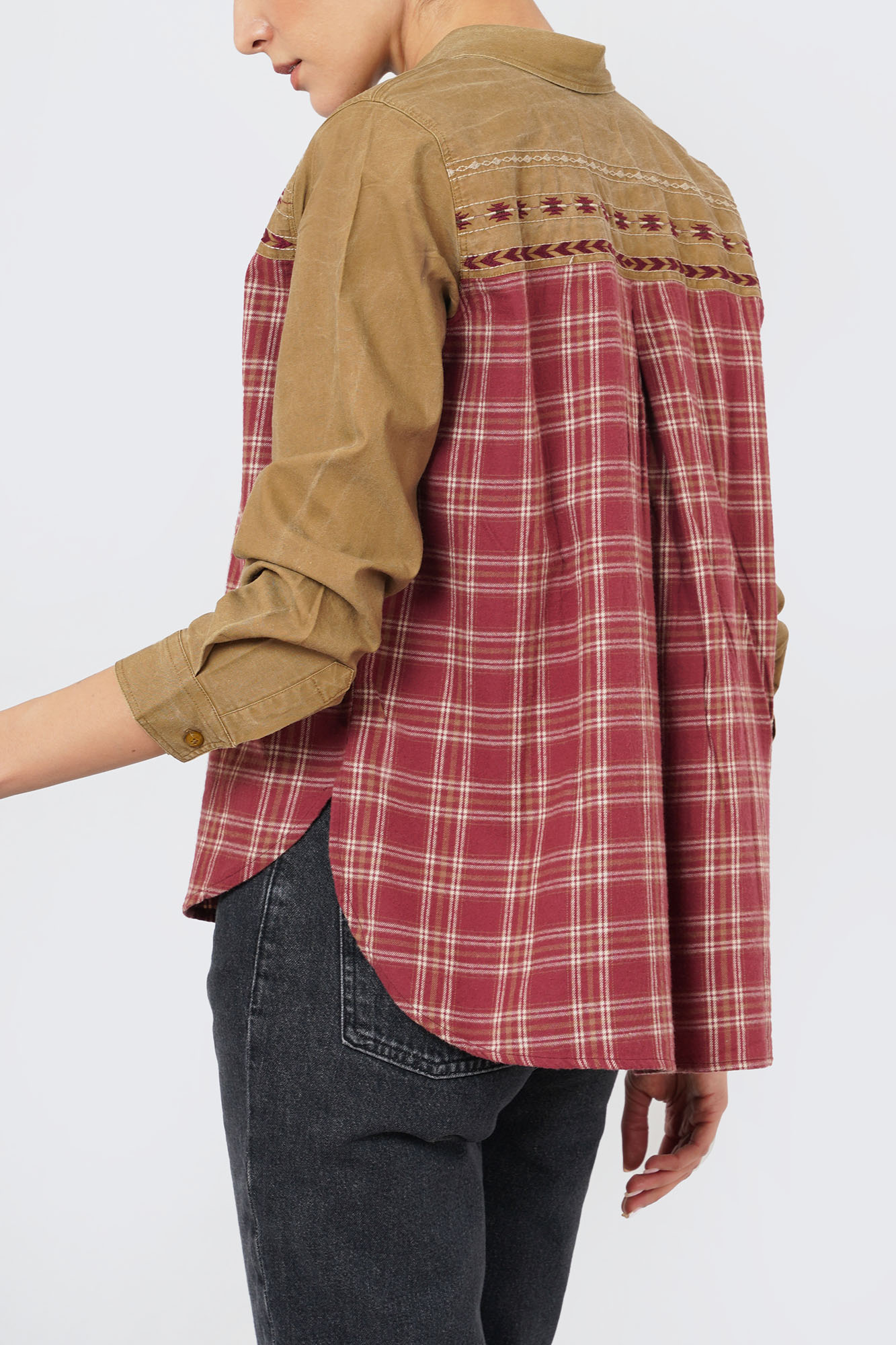 شومیز آستین بلند ترکیبی