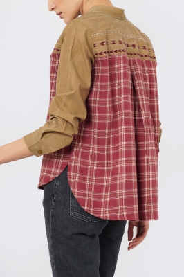 شومیز آستین بلند ترکیبی