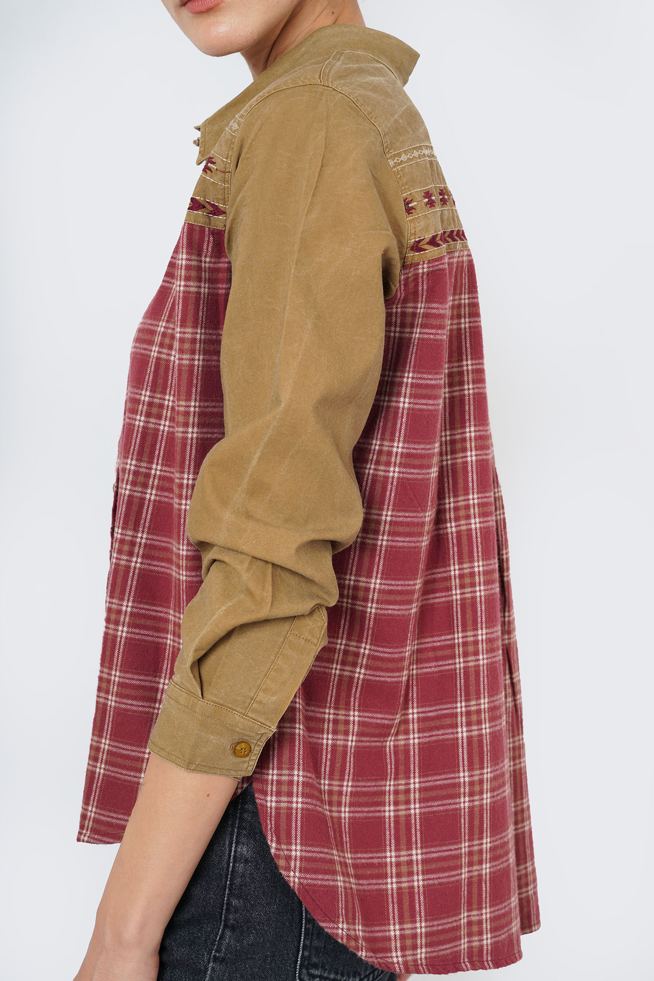 شومیز آستین بلند ترکیبی