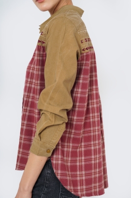 شومیز آستین بلند ترکیبی