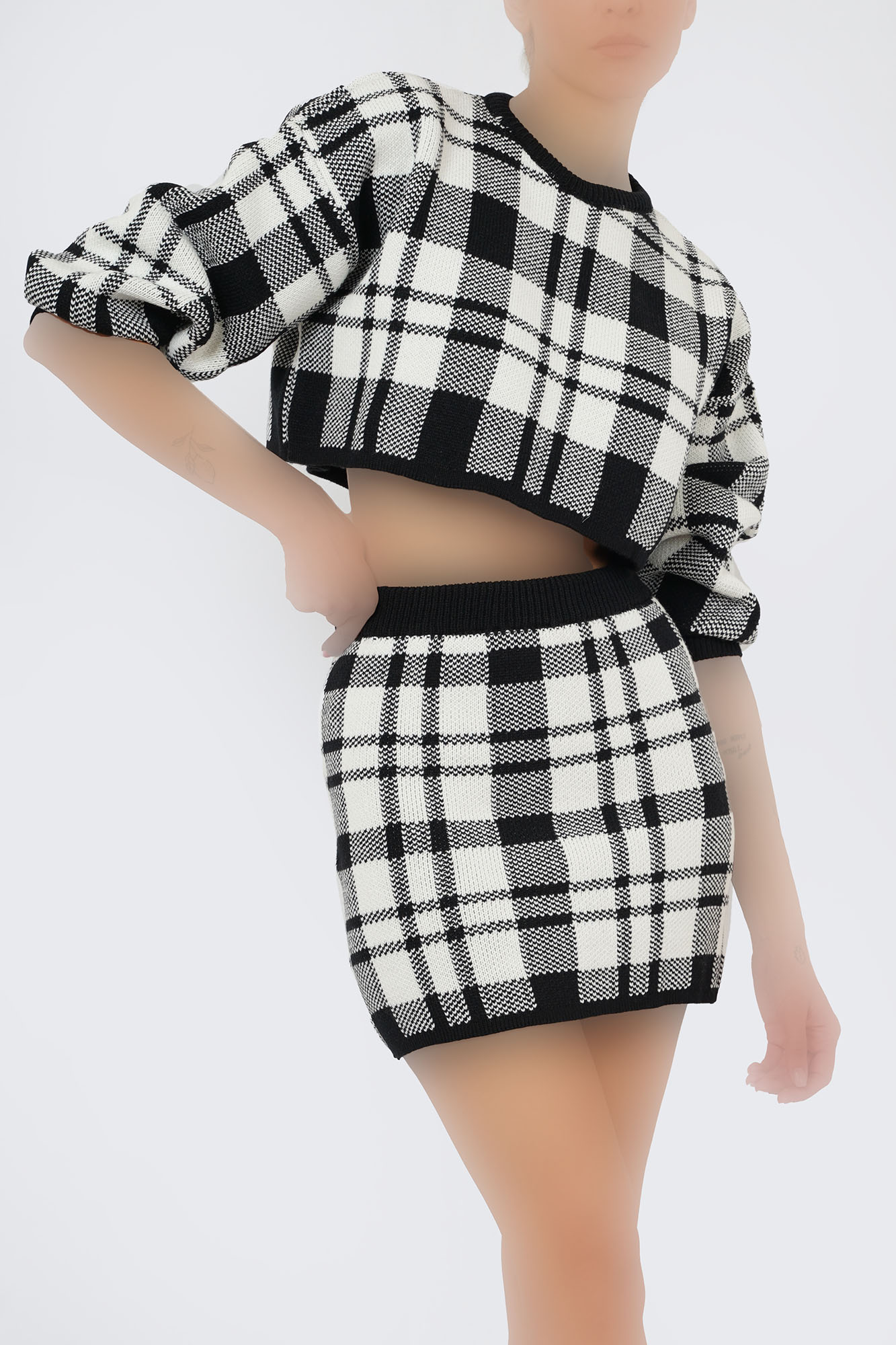 ست تیشرت و دامن بافت