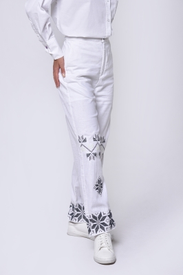 شلوار لینن گلدوزی دار