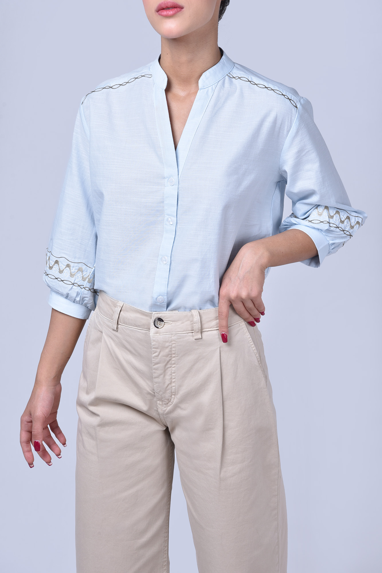 شومیز آستین بلند گلدوزی دار