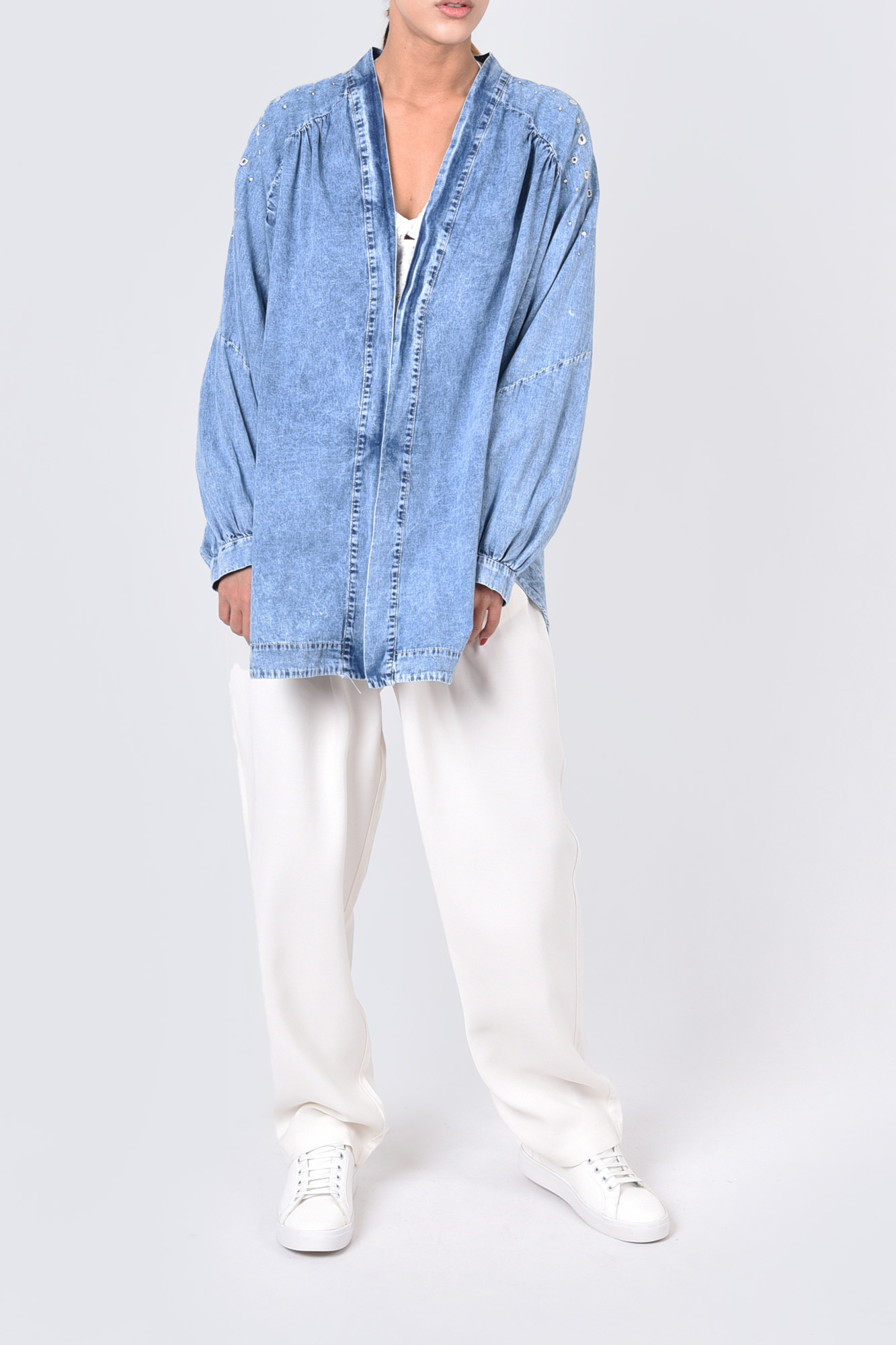 مانتو جین گلدوزی دار