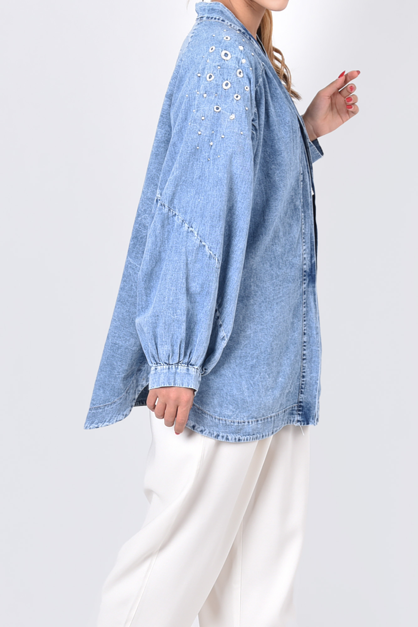 مانتو جین گلدوزی دار