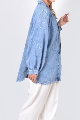 مانتو جین گلدوزی دار