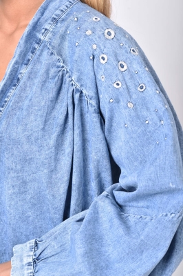 مانتو جین گلدوزی دار