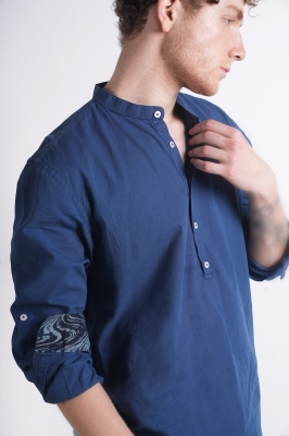 پیراهن آستین بلند یقه فرنچ جلو بسته