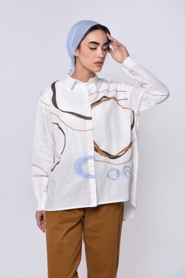 شومیز آستین بلند گلدوزی دار