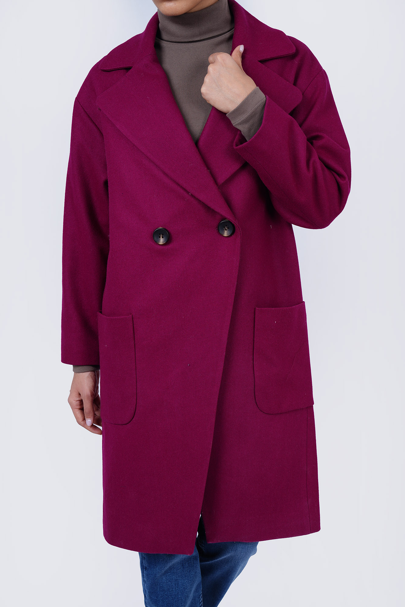 پالتو بلند یقه انگلیسی تک دکمه
