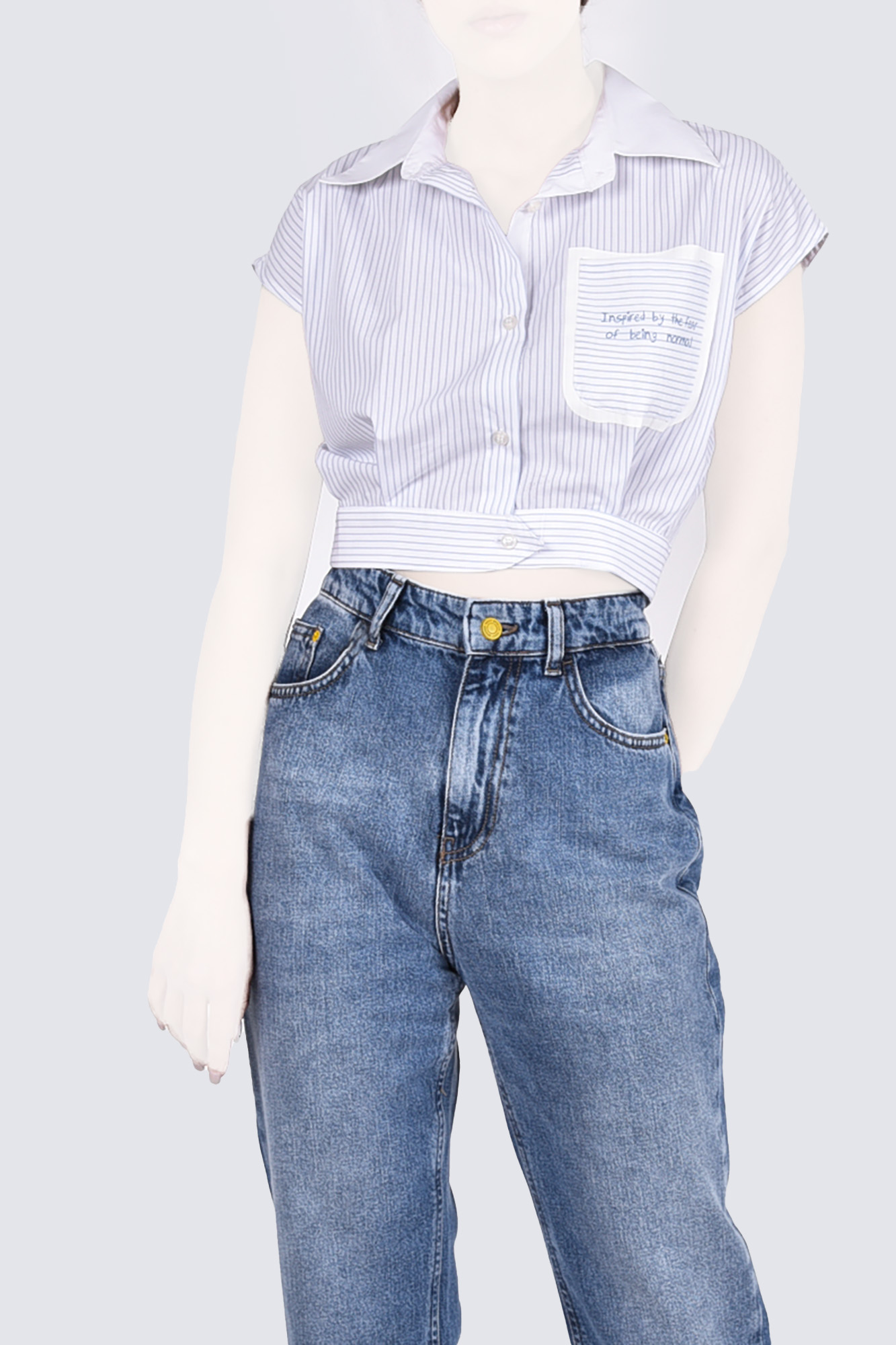 شومیز آستین سرخود چاپی کراپ