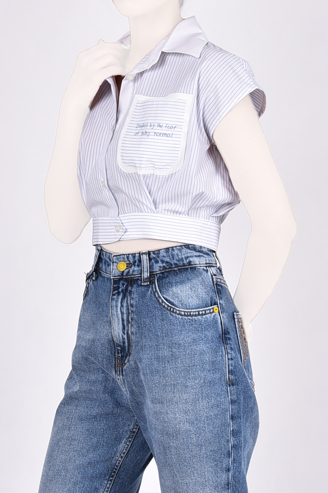 شومیز آستین سرخود چاپی کراپ