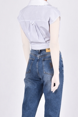 شومیز آستین سرخود چاپی کراپ