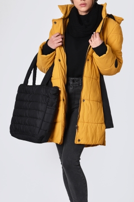 کاپشن بلند کلاه دار