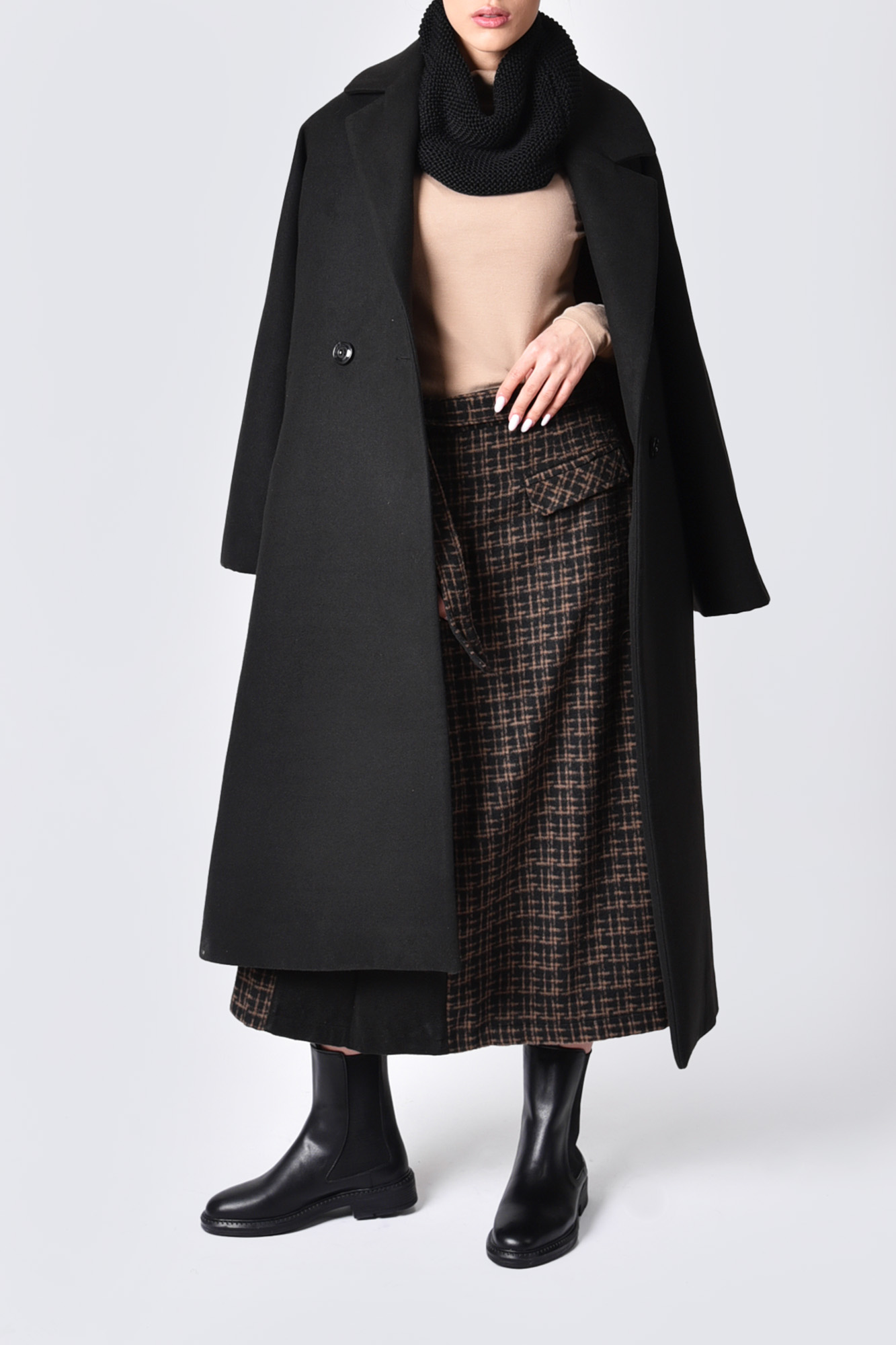 پالتو بلند یقه انگلیسی آستین رگلان