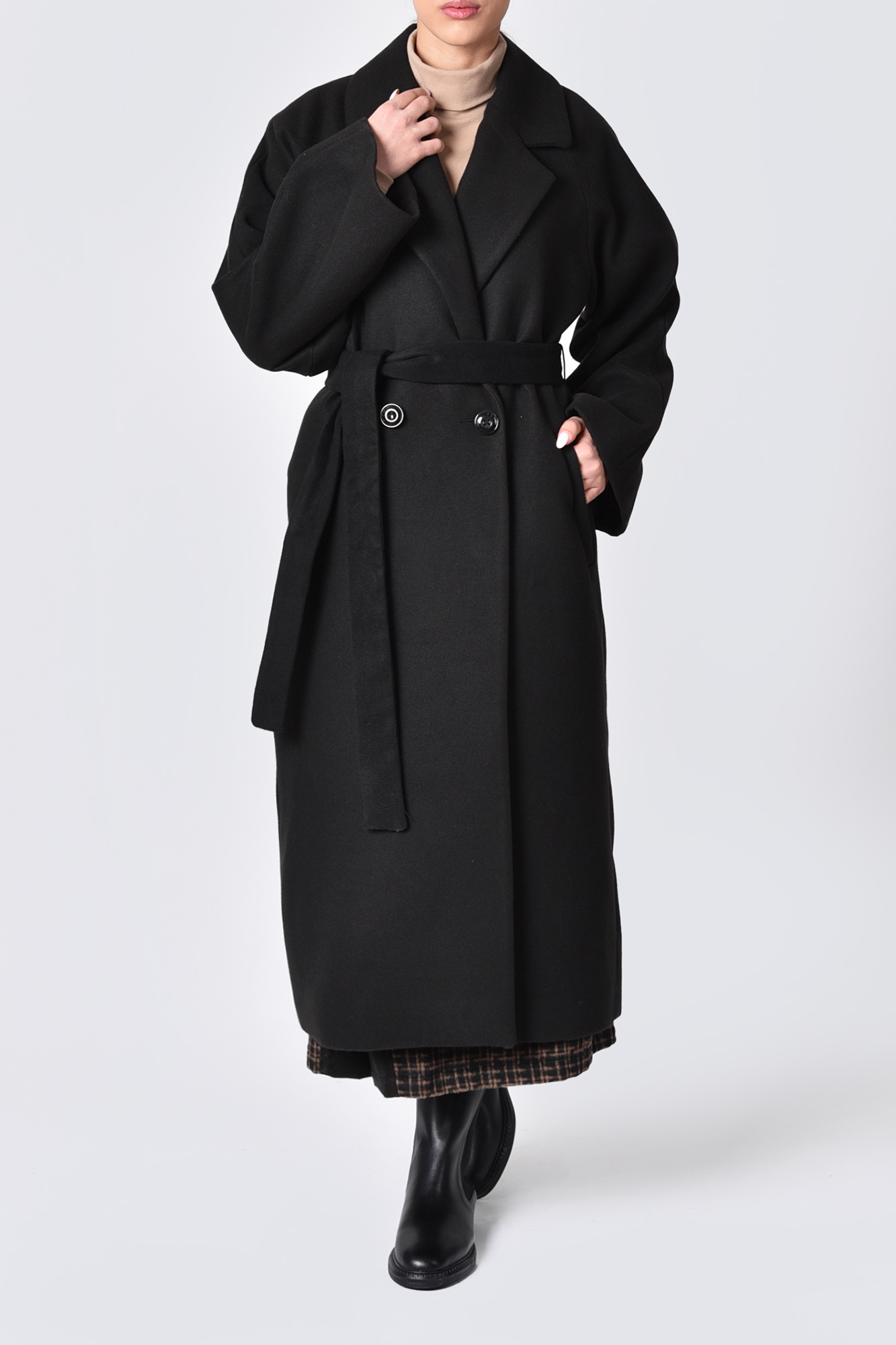 پالتو بلند یقه انگلیسی آستین رگلان