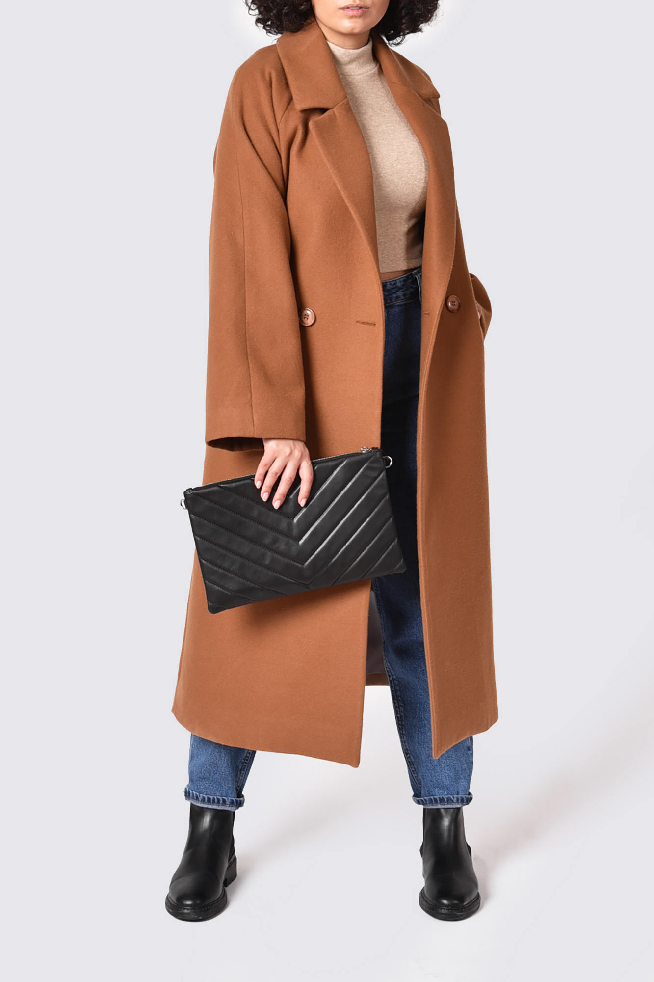 پالتو بلند یقه انگلیسی آستین رگلان