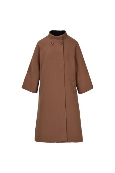 پالتو بلند یقه ایستاده با دوخت تزیینی