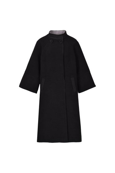 پالتو بلند یقه ایستاده با دوخت تزیینی