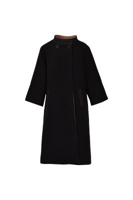 پالتو بلند یقه ایستاده با دوخت تزیینی