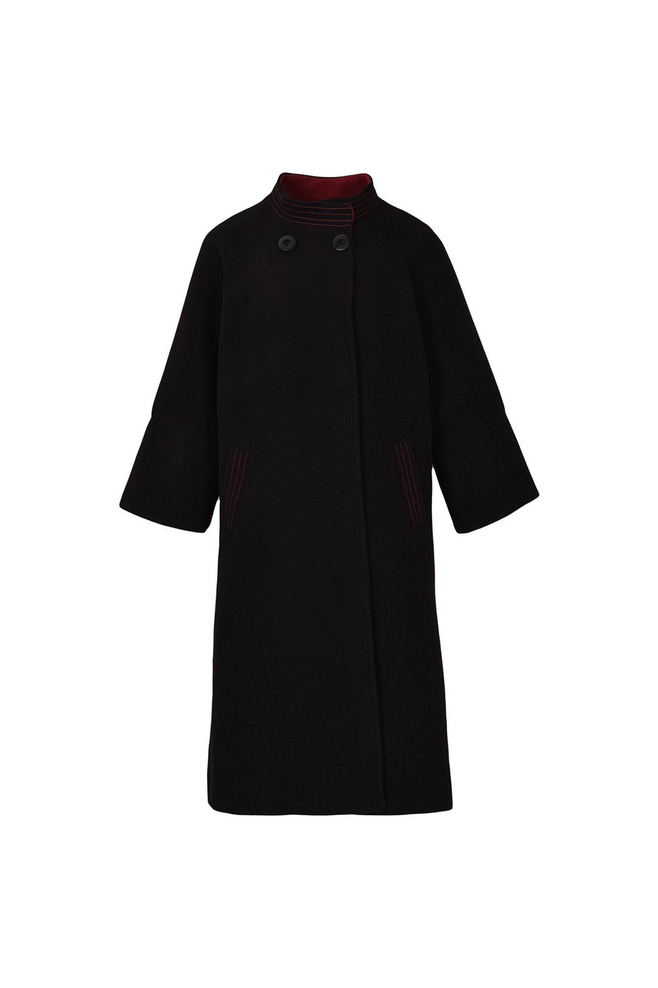 پالتو بلند یقه ایستاده با دوخت تزیینی