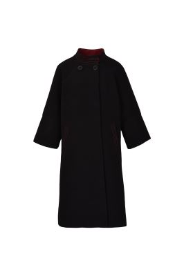 پالتو بلند یقه ایستاده با دوخت تزیینی