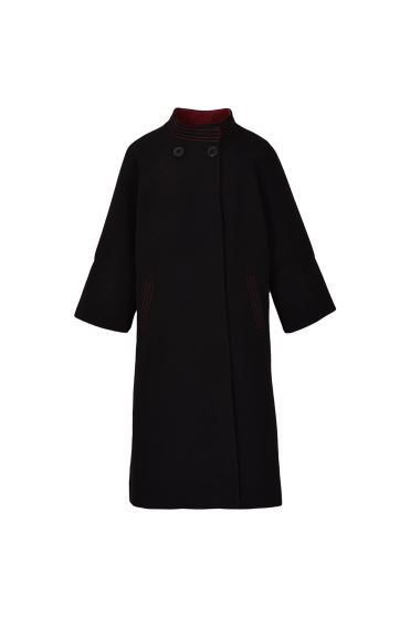 پالتو بلند یقه ایستاده با دوخت تزیینی