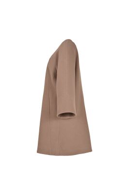 پالتو بلند آستین رگلان یقه گرد با دوخت تزیینی