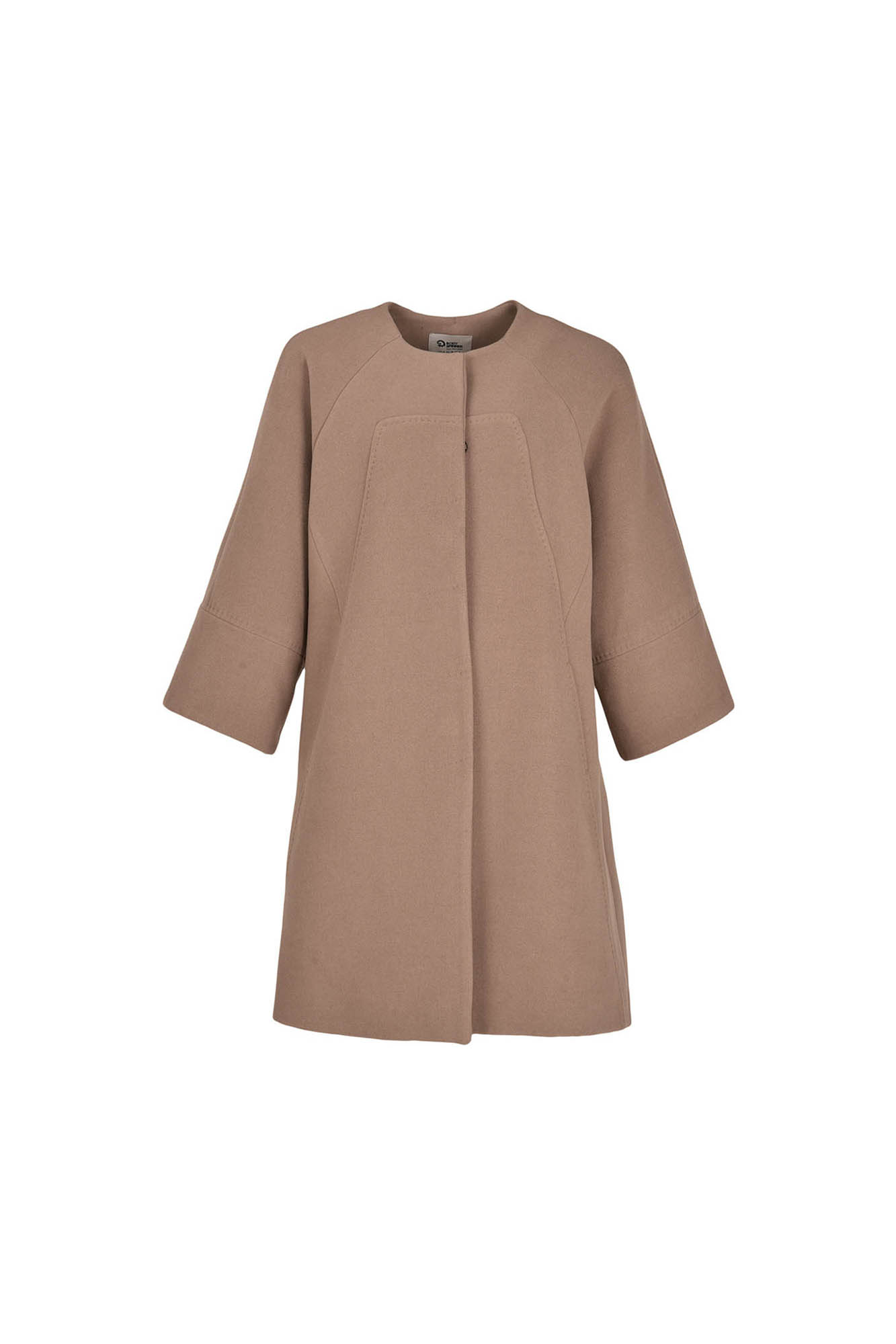 پالتو بلند آستین رگلان یقه گرد با دوخت تزیینی