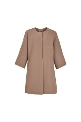 پالتو بلند آستین رگلان یقه گرد با دوخت تزیینی