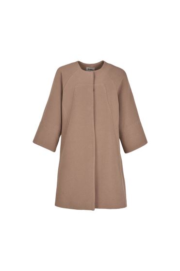 پالتو بلند آستین رگلان یقه گرد با دوخت تزیینی