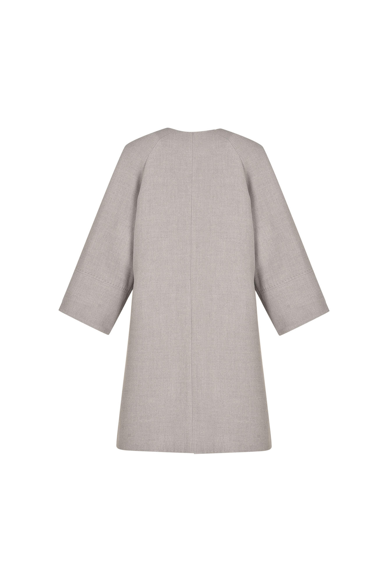 پالتو بلند آستین رگلان یقه گرد با دوخت تزیینی