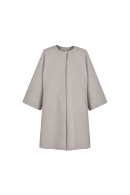 پالتو بلند آستین رگلان یقه گرد با دوخت تزیینی