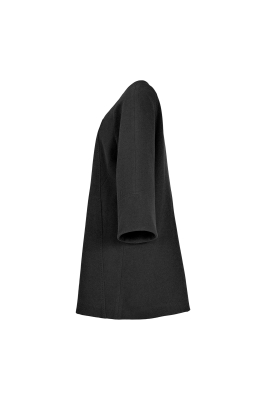 پالتو بلند آستین رگلان یقه گرد با دوخت تزیینی