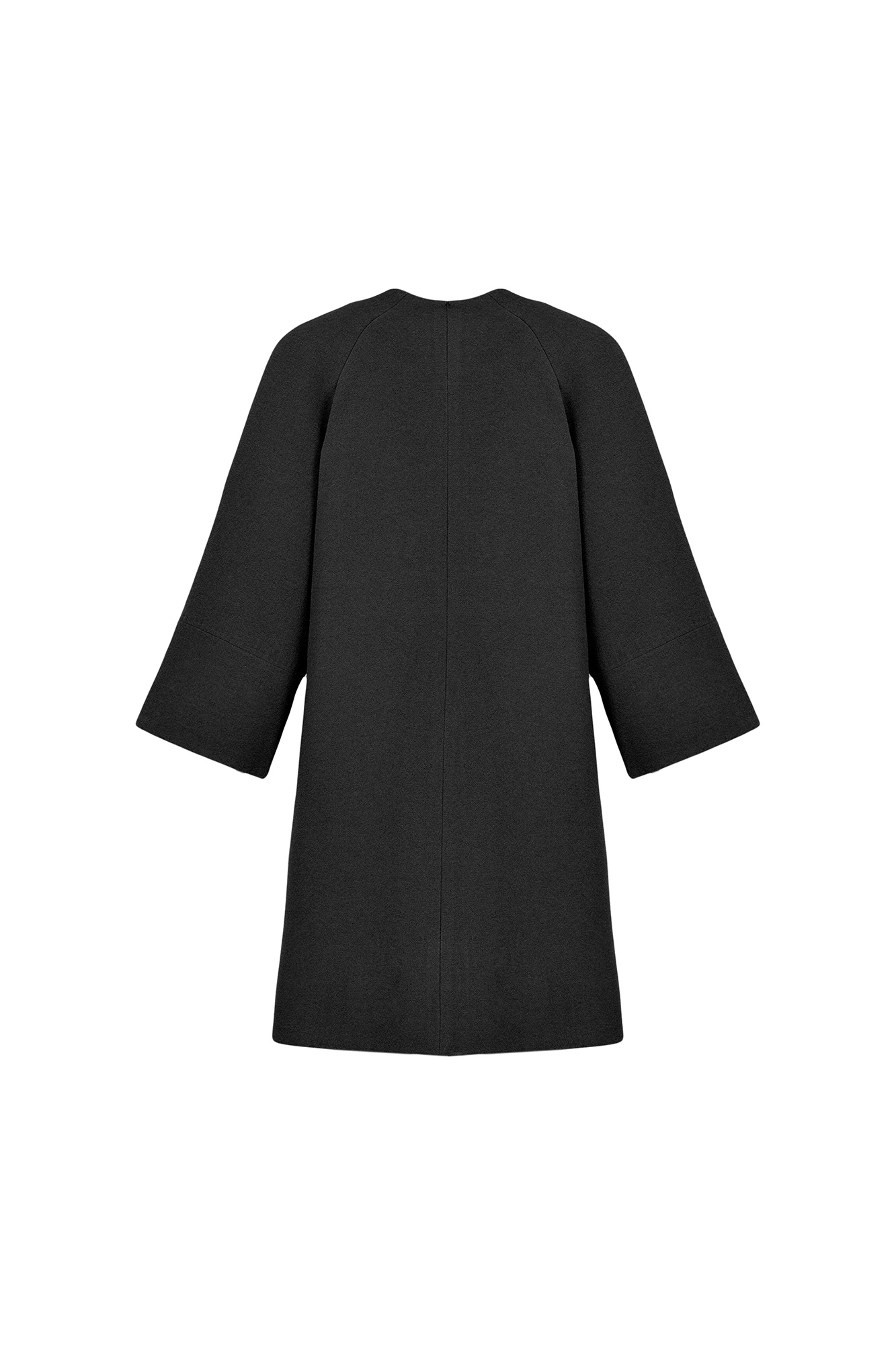 پالتو بلند آستین رگلان یقه گرد با دوخت تزیینی