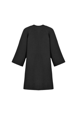 پالتو بلند آستین رگلان یقه گرد با دوخت تزیینی