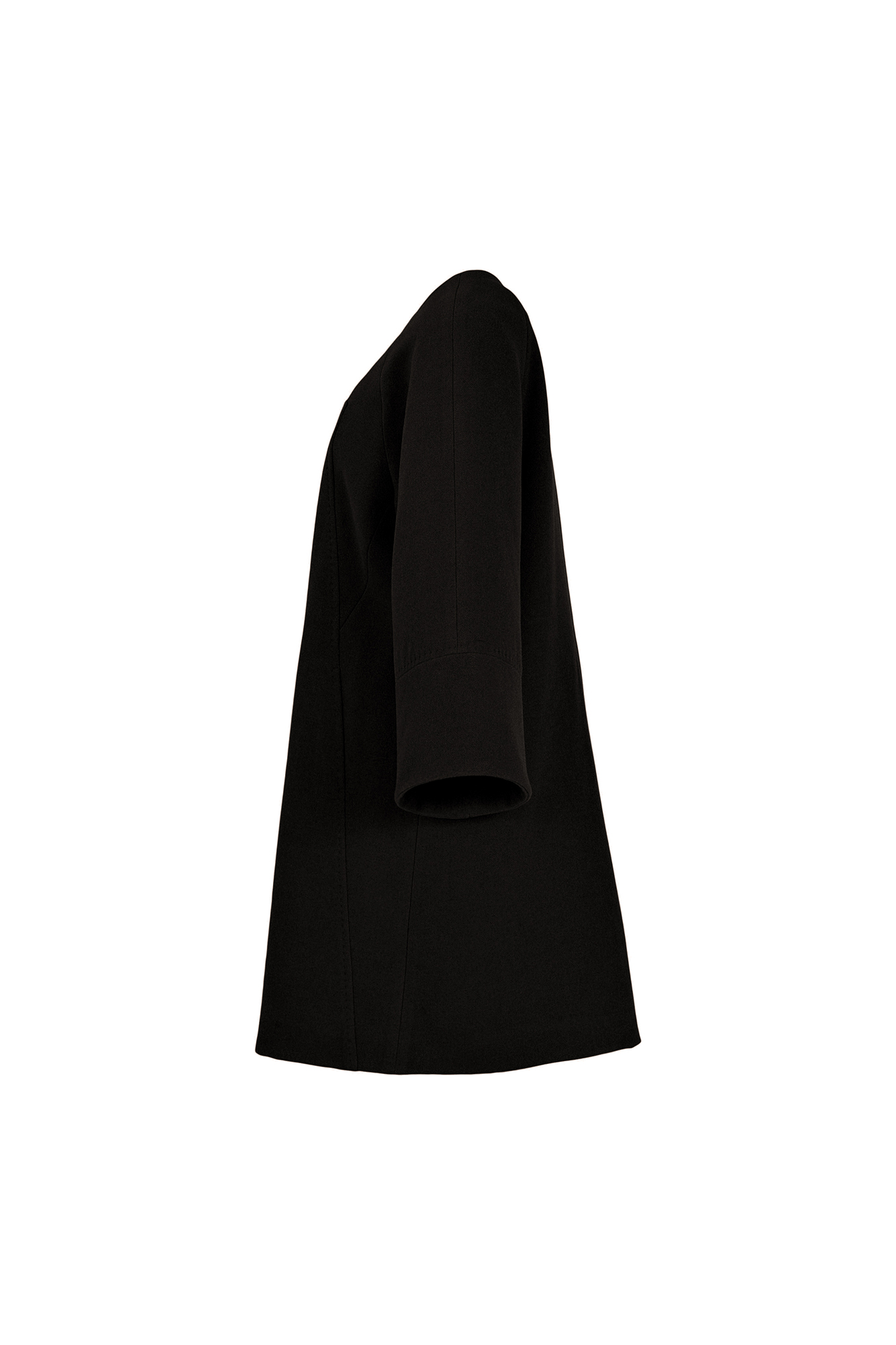 پالتو بلند آستین رگلان یقه گرد با دوخت تزیینی