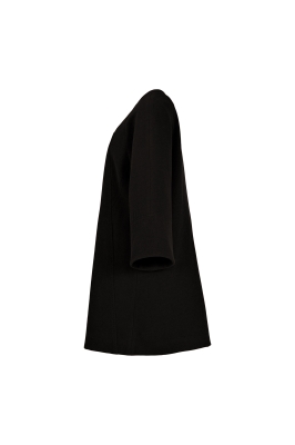 پالتو بلند آستین رگلان یقه گرد با دوخت تزیینی