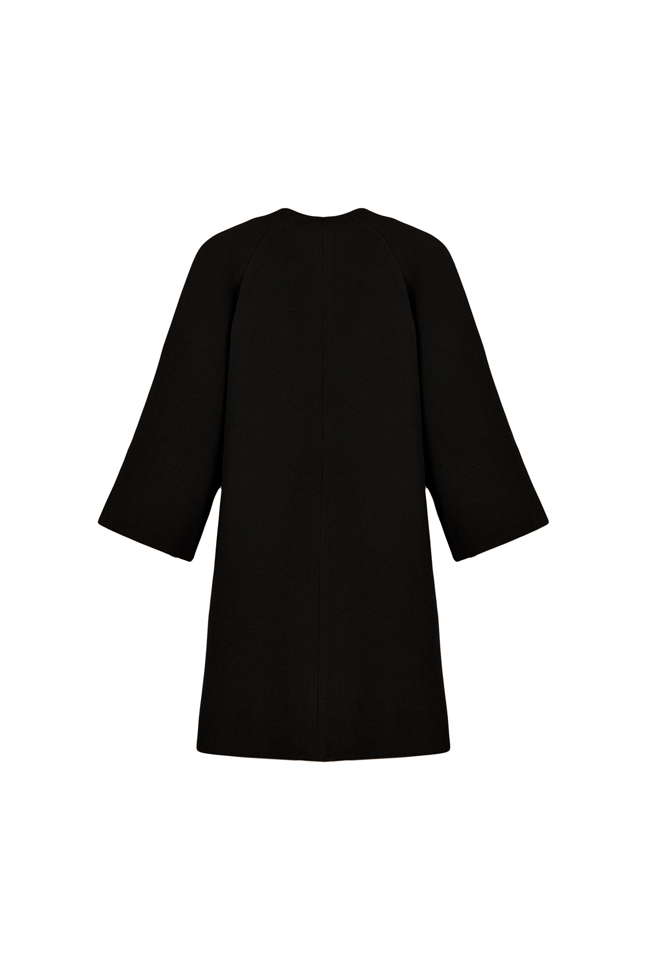 پالتو بلند آستین رگلان یقه گرد با دوخت تزیینی