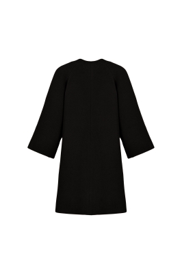 پالتو بلند آستین رگلان یقه گرد با دوخت تزیینی