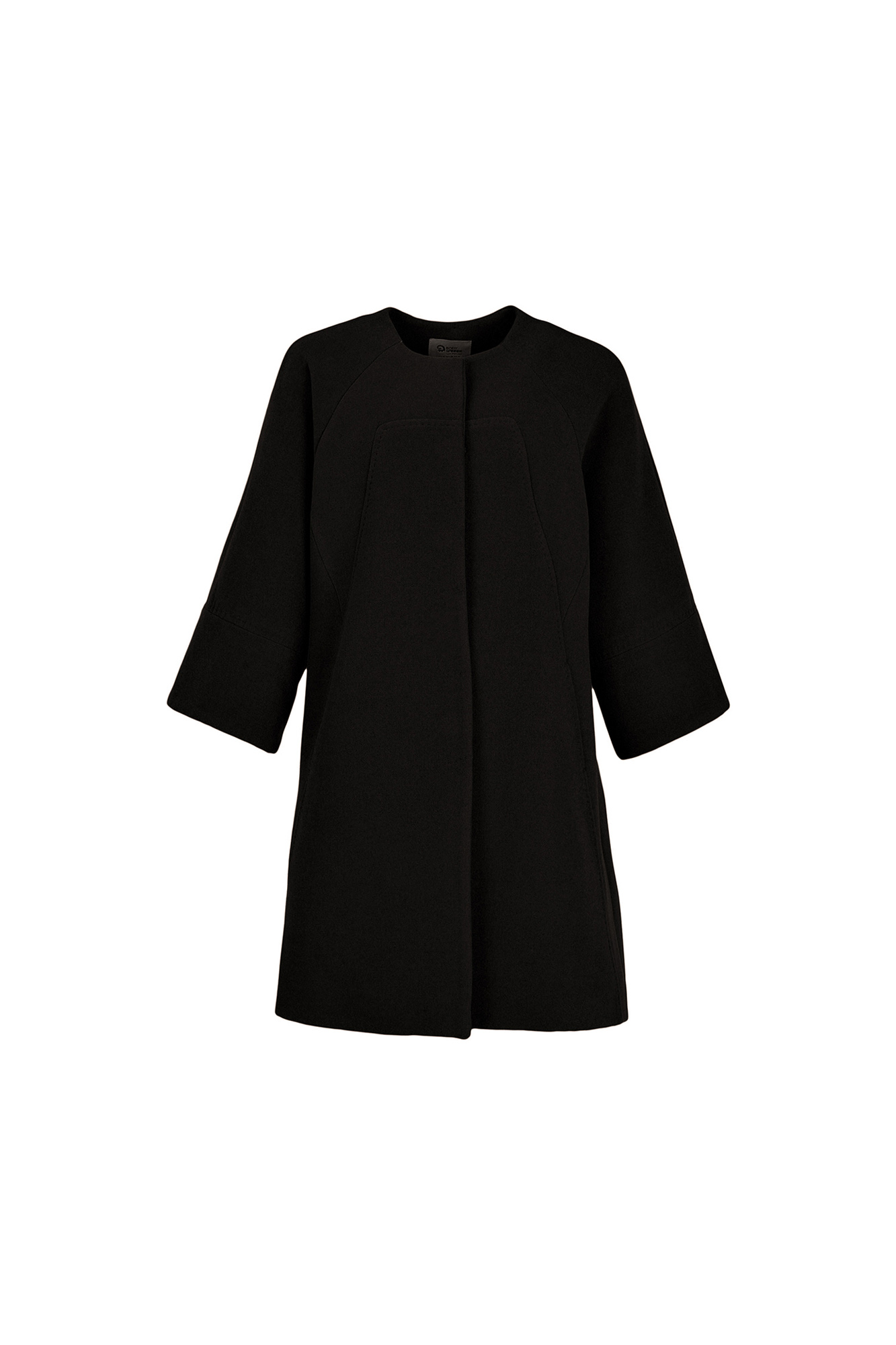 پالتو بلند آستین رگلان یقه گرد با دوخت تزیینی