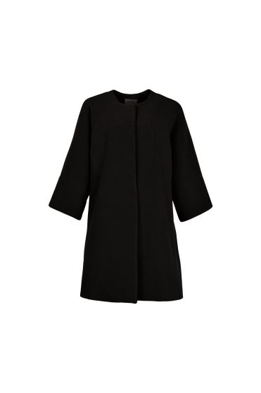 پالتو بلند آستین رگلان یقه گرد با دوخت تزیینی