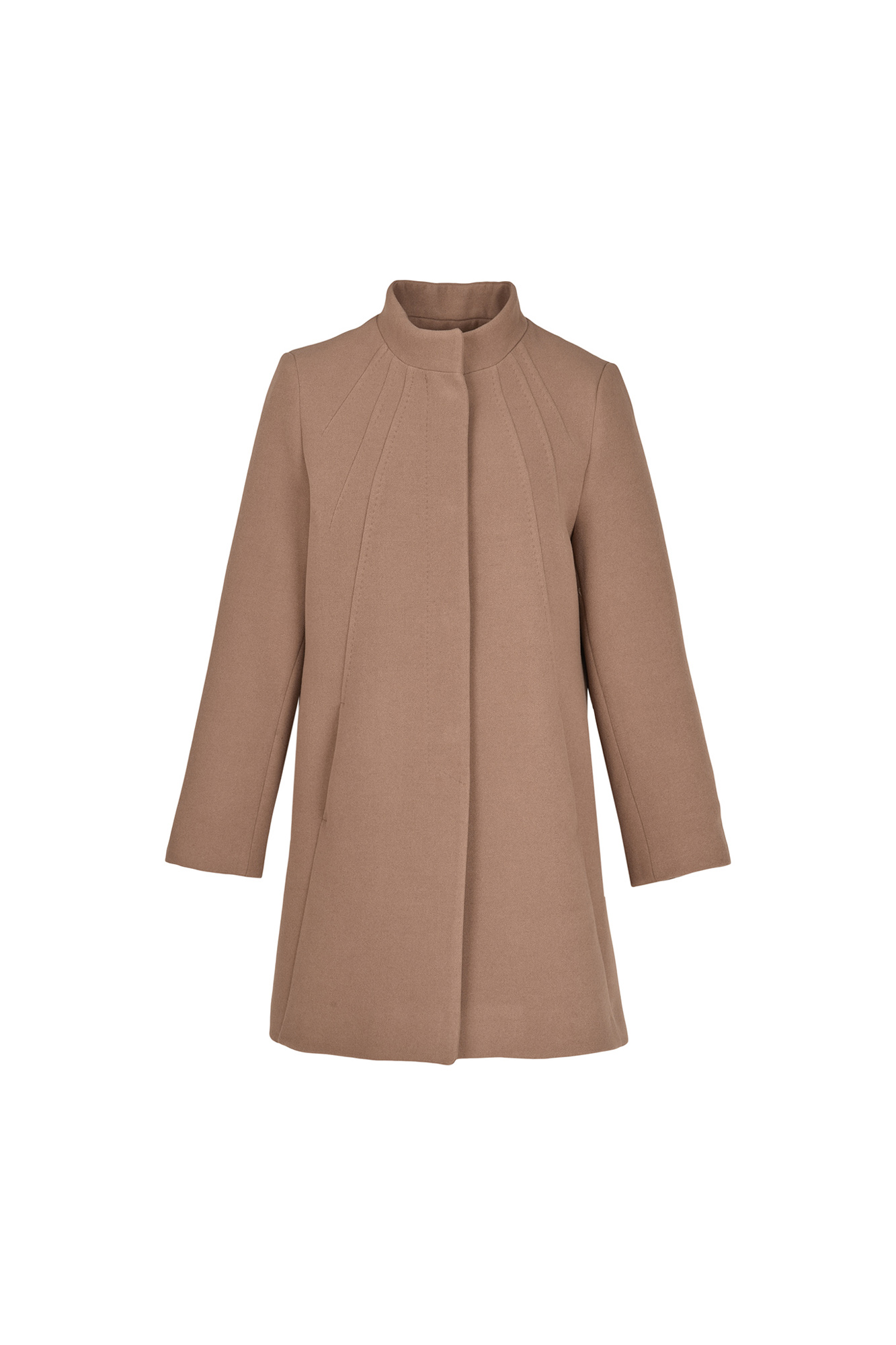 پالتو بلند یقه ایستاده با دوخت تزیینی