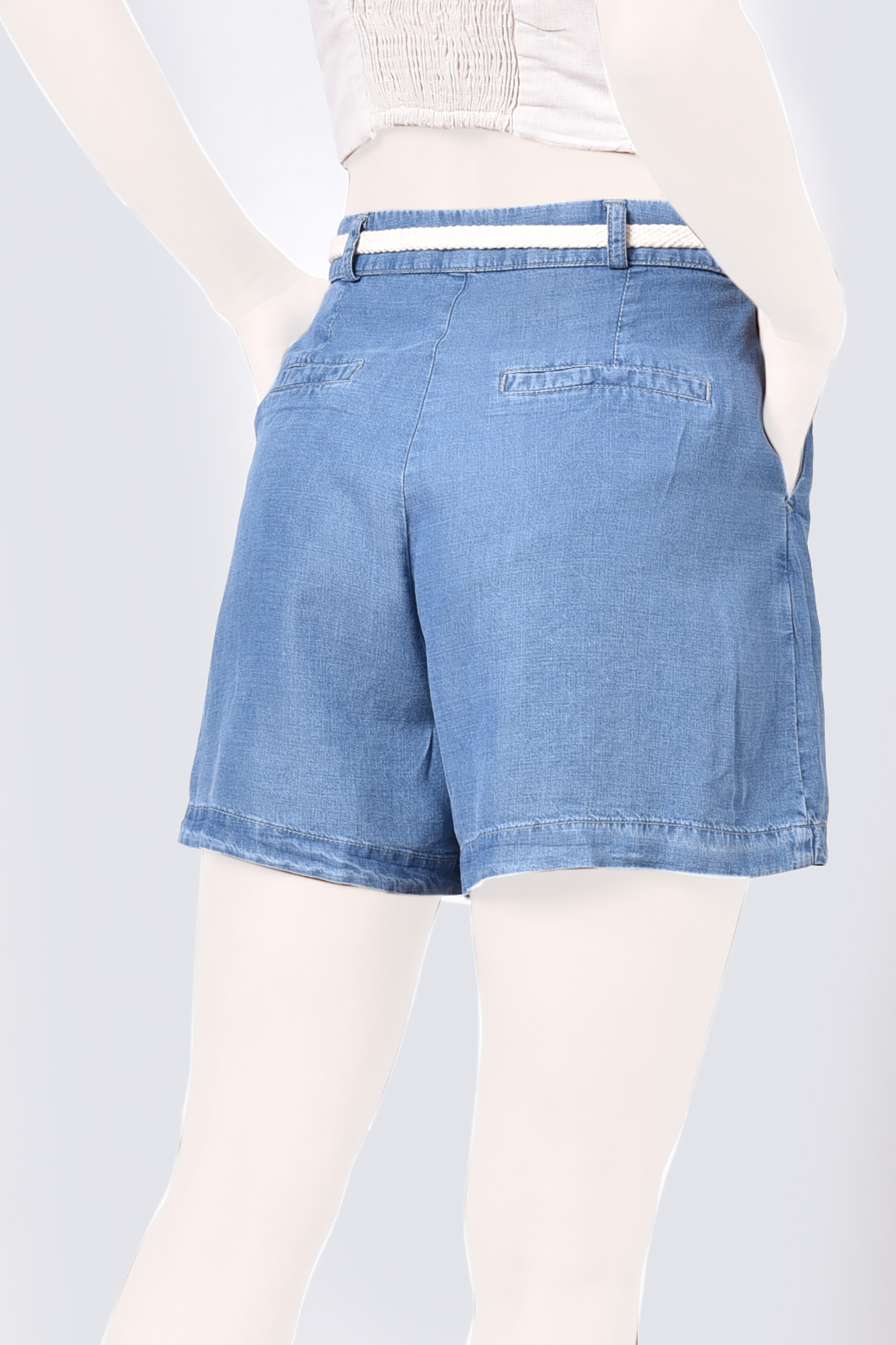 شلوارک جین تنسل کمربند دار