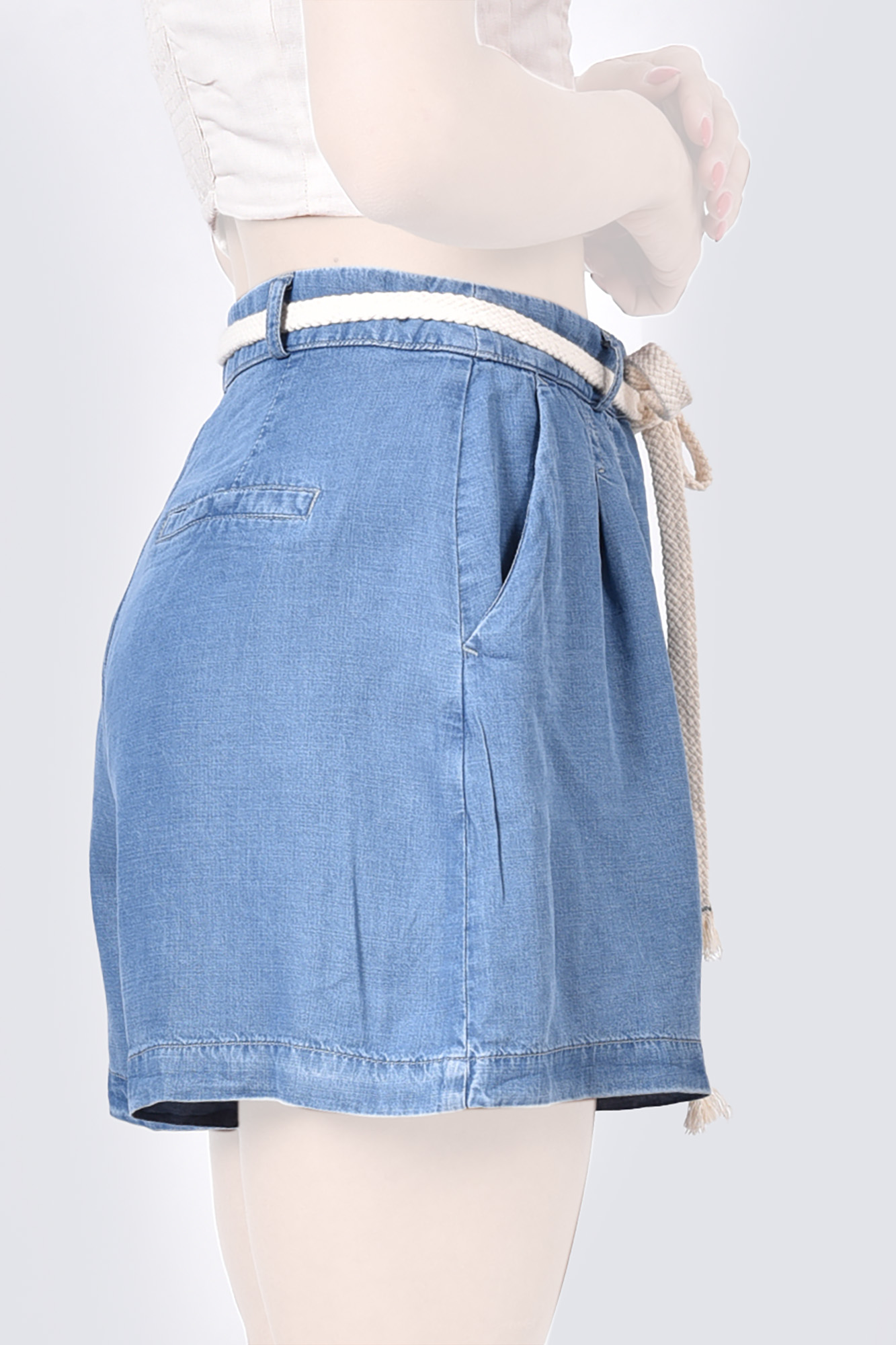 شلوارک جین تنسل کمربند دار