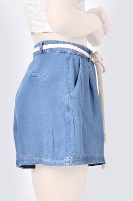 شلوارک جین تنسل کمربند دار