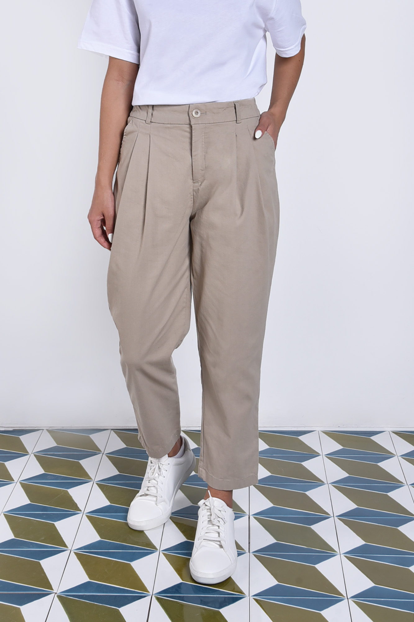 شلوار کتان پلیتد کمر کش