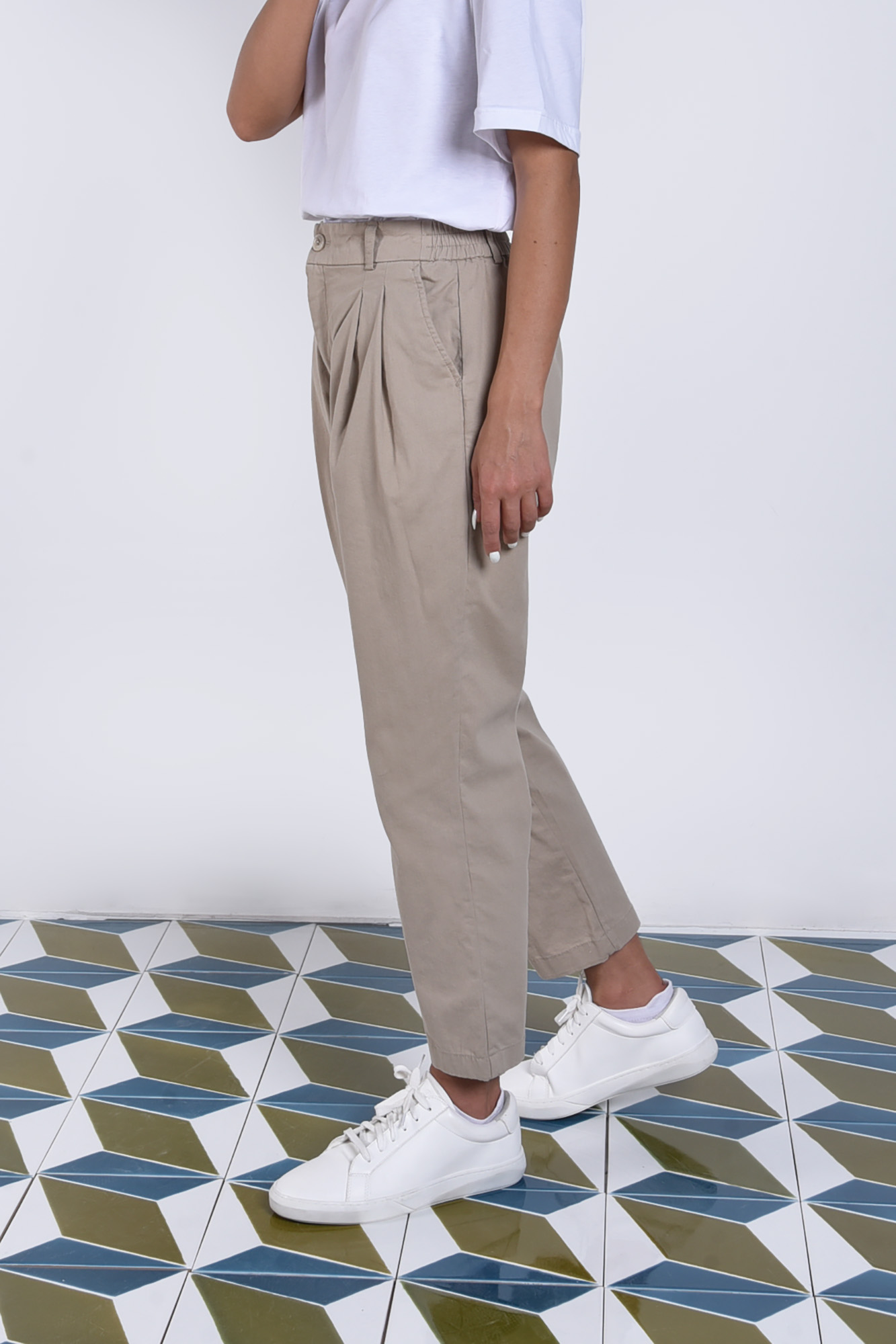 شلوار کتان پلیتد کمر کش