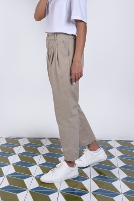 شلوار کتان پلیتد کمر کش