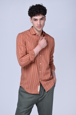 پیراهن مردانه آستین بلند راه راه اسلیم